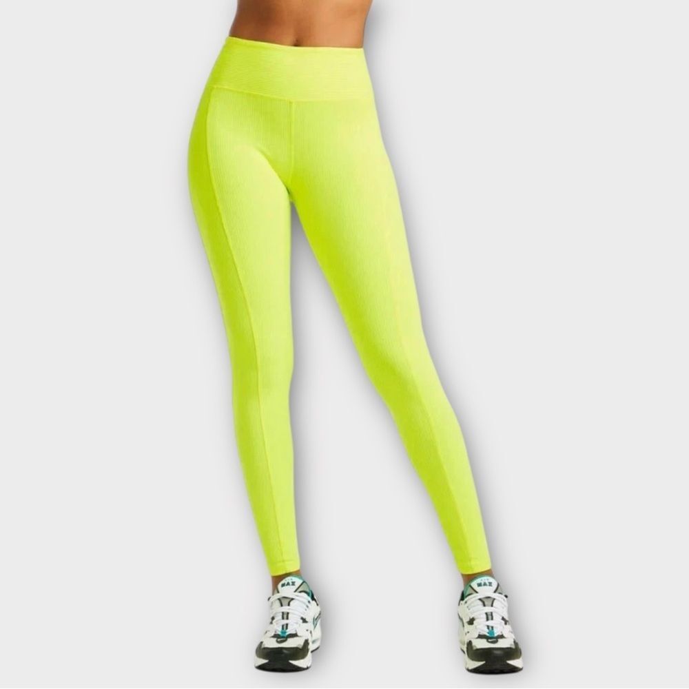 Year of Ours Malibu Ribbed Legging in Highlighter Yellow Women’s Size XS NWT